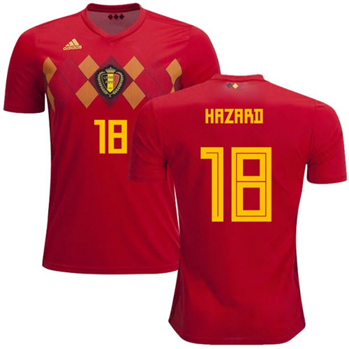 Belgium #18 Hazard Red Soccer Country Jersey